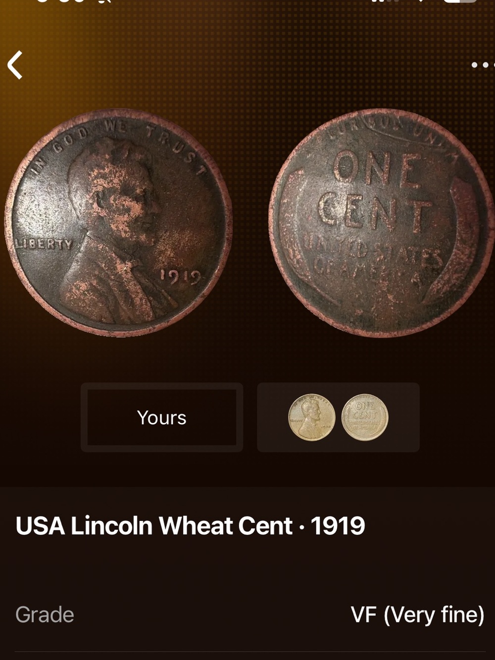 Collectible Vintage Lincoln Wheat Cent 1919 - VF (Very Fine Grade)